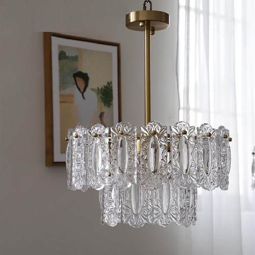 法3619式吊灯复古手工雕刻祥云璃灯轻奢现玻代美式卧室客餐厅厅灯