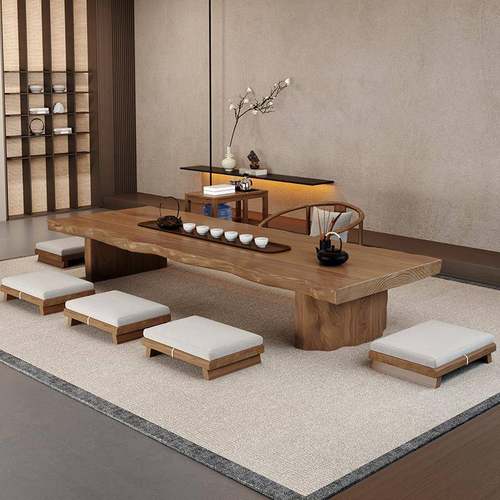 my日式木榻THH-CJ00米茶桌椅实组合阳简台约长条桌茶水台原木茶几