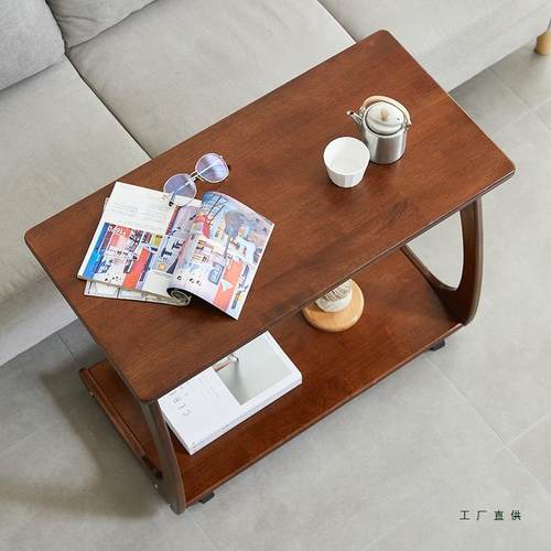 床桌边带轮移动小子学作业桌写字桌YYM生沙发边学习桌桌卧室实木