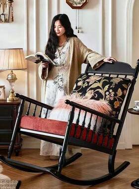 美式复古懒人RNN椅摇摇躺成人家用阳休闲发椅大人沙椅客厅实木逍