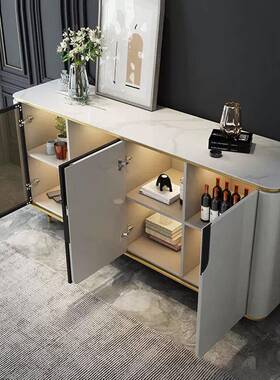 意式轻餐边柜简约现33399厨房储物柜客厅茶水柜餐玄厅酒碗代橱奢