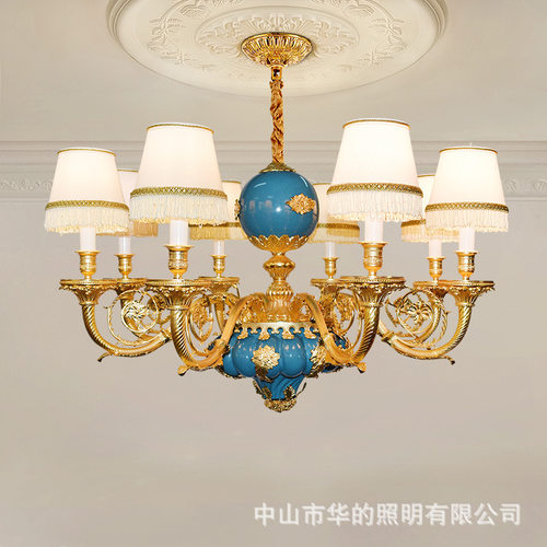 欧式吊灯客厅灯奢华大气个性简约家用卧室灯轻奢餐厅陶瓷法式铜灯
