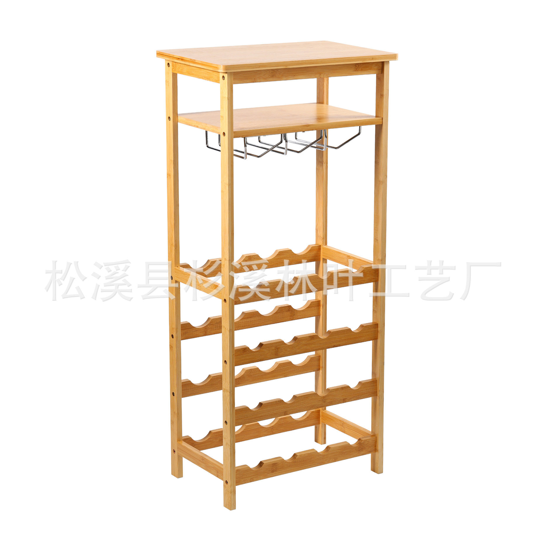 竹制落地多层红酒架客厅展示