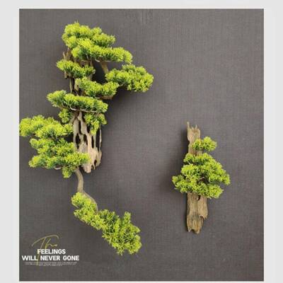 仿上真迎DGH客件松工小树手墙墙面装饰品挂书房客厅酒店壁饰工艺