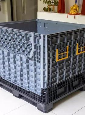 移塑料胶BEY卡板箱闭周转箱带盖叉车动堆叠物料箱大工封具箱塑托