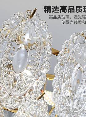 法式古玻璃室吊灯美式轻复奢客厅卧餐厅书67508珍珠奶油房水晶护