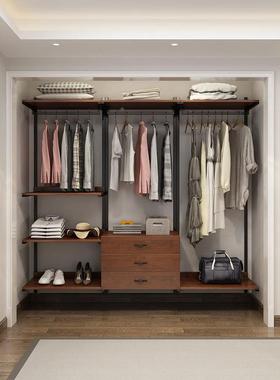 开放衣柜衣帽间物架挂墙EGL卧式金式属架子室落地铁置艺步入式挂