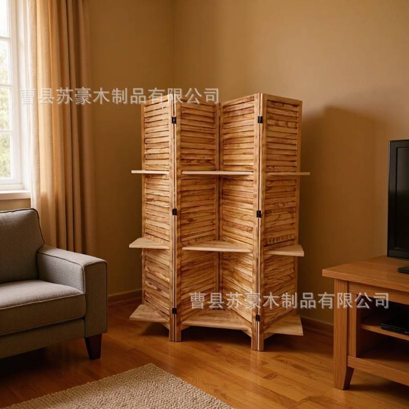 日式屏风带档板折叠简约摄影背景折屏墙移动隔断木质屏风源头厂家