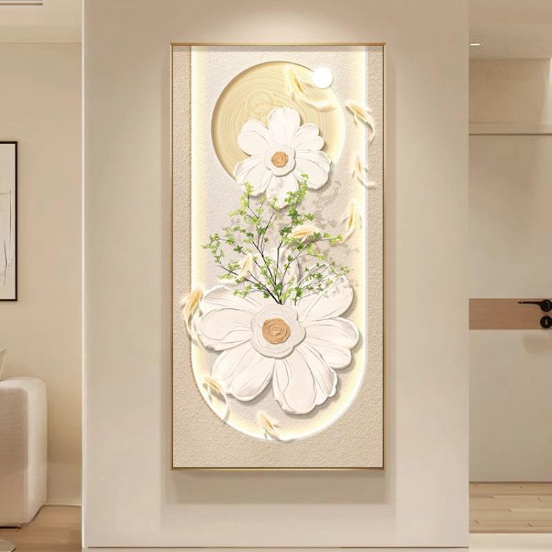 玄关装饰画HY0504-7奶油绿植卉入风鱼户门壁画简约现代花图走廊过