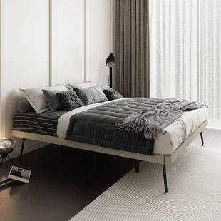 极床实木床头床架简约轻现代无靠背榻榻米木床意高脚式简人皮奢双