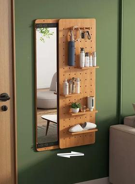 壁挂实贴墙镜子全身镜隐藏木式推衣拉68665穿镜家用卧室化妆试衣