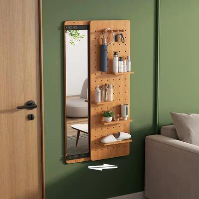 壁挂实贴墙镜子全身镜隐藏木式推衣拉68665穿镜家用卧室化妆试衣