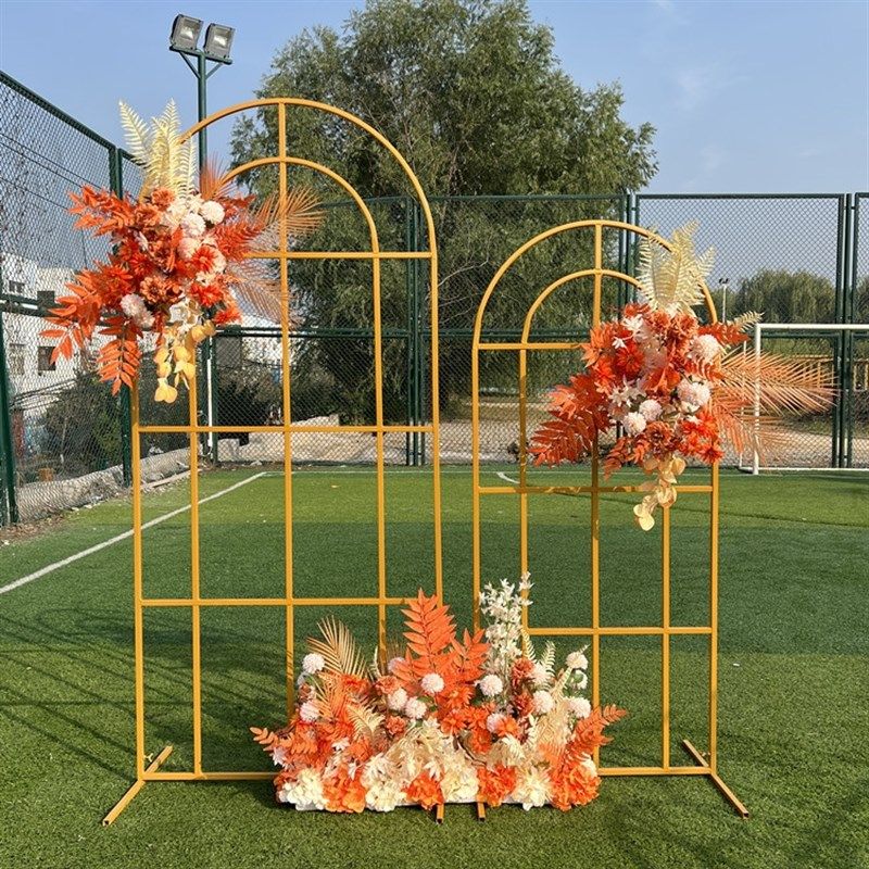 新款婚庆道具婚礼背景铁艺方框几何屏风花田喜事花架森系花拱门