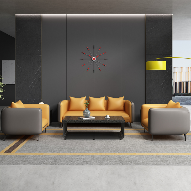 办公沙发简约三人位会客休息区接待室商务办公室沙发茶几装