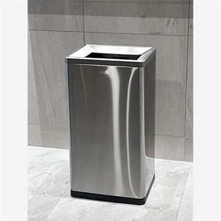不锈钢垃圾桶大容量商用大号无盖直投50升40L方商场公共场合区域