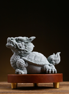 创意青砂石国风招财龙龟动物摆件客厅玄关假山鱼缸庭院造景装饰品