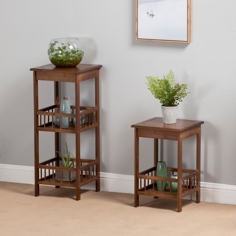 楠竹围栏带抽屉花架实木多层客厅室内落地绿萝多肉花台花几鱼缸架