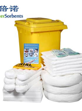 白色吸油套装吸油棉吸附片吸油索配套处理垃圾桶套装 240L垃圾桶