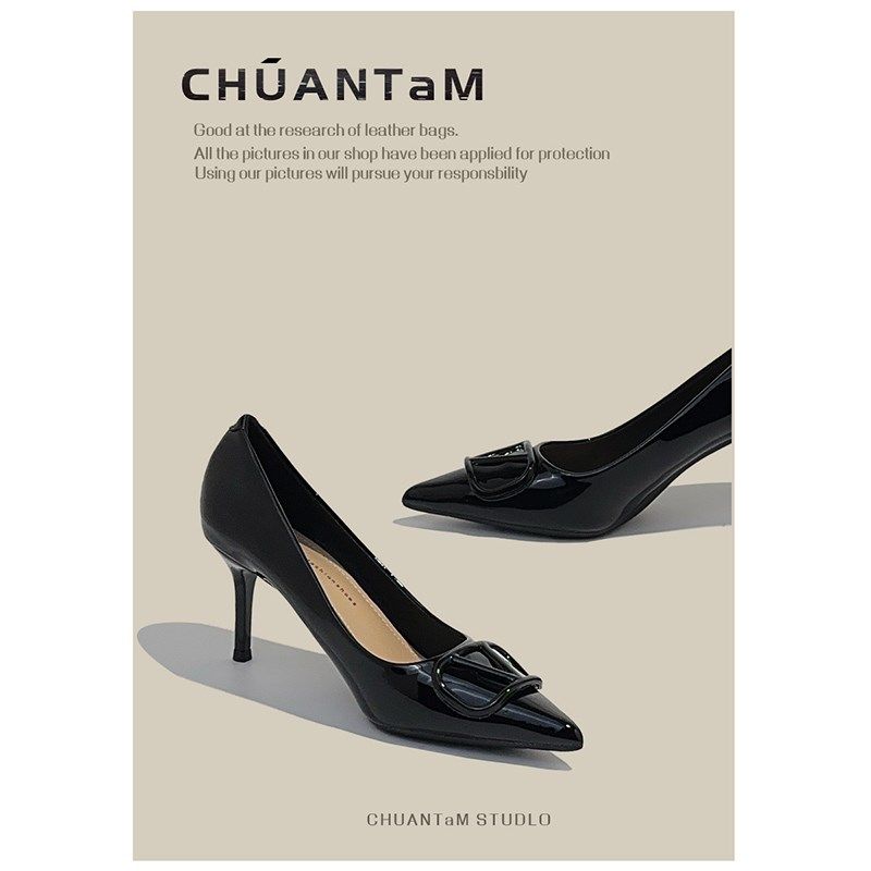 7cm通勤不累脚高跟鞋女细跟2025春秋新款黑色职业尖头浅口单鞋,女鞋,浅口单鞋,淘宝优惠券,粉丝福利购,淘宝优惠卷