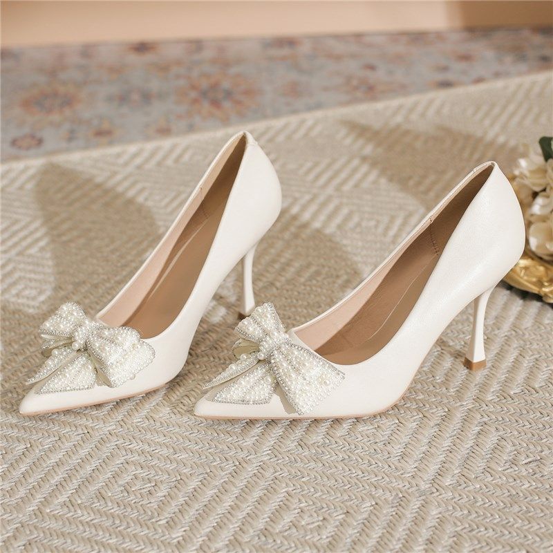 细跟高跟鞋女尖头气质配裙子法式春季中跟单鞋女2024新款大码女鞋,女鞋,浅口单鞋,淘宝优惠券,粉丝福利购,淘宝优惠卷