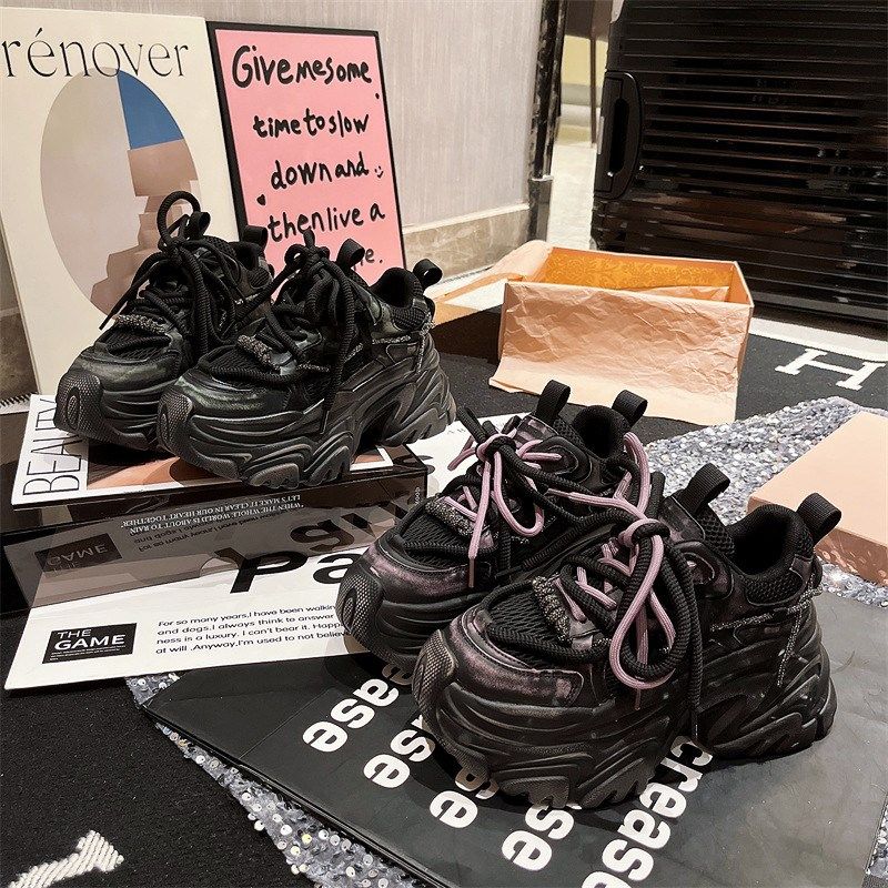 2024年秋季爆款擦色增高老爹鞋女厚底松糕小个子显脚小休闲运动鞋,女鞋,时尚休闲鞋,淘宝优惠券,粉丝福利购,淘宝优惠卷