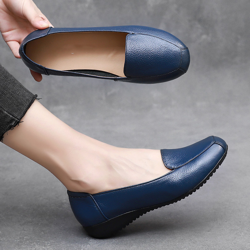 中老年妈妈鞋舒适真皮软底妈妈鞋浅口圆头平底豆豆鞋孕妇单鞋百搭,女鞋,浅口单鞋,淘宝优惠券,粉丝福利购,淘宝优惠卷