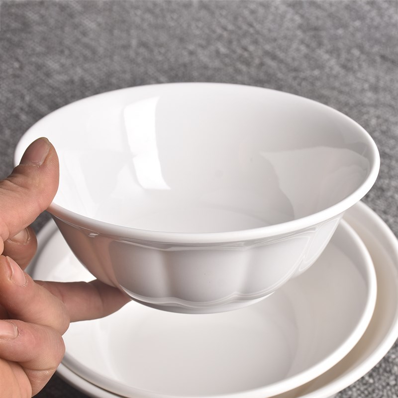 密胺小碗商用纯白色圆型汤碗中式麻辣烫碗加厚粥碗米饭碗餐厅餐具