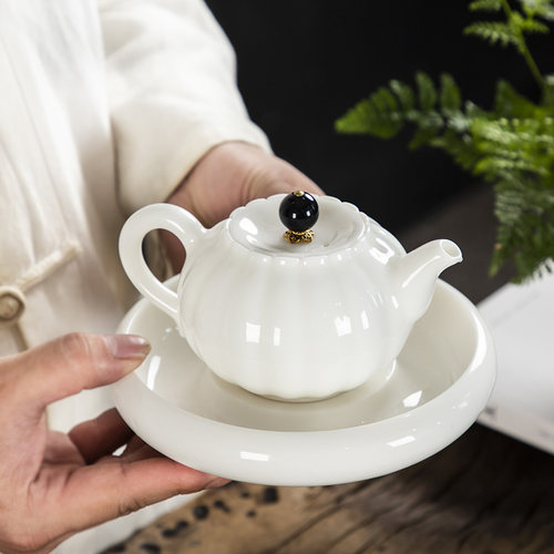 德化羊脂玉壶承白瓷干泡台养壶托陶瓷壶垫中式茶承小茶盘茶具配件