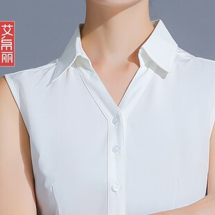 无袖雪纺衬衫女百搭职业内搭衬衣无袖打底衫四季叠穿职业打底上衣