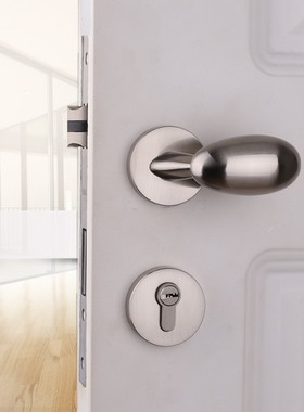 依佰利美式纯白色门锁室内大鹅蛋形门把手简约金色球形静音房门锁