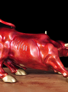 红色牛摆件华尔街牛铜家居客厅玄关领导办公室工艺品店铺开业礼品