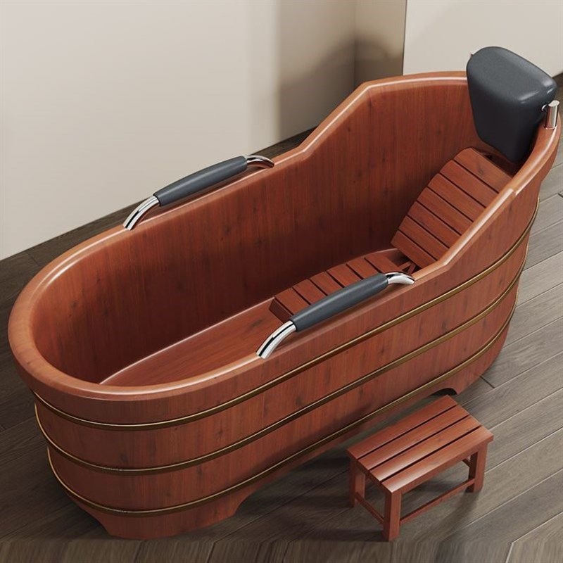 加厚成人泡澡木桶浴桶柏木浴缸家用全身美容院洗澡实木大人沐浴