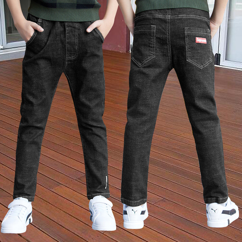 童装男童牛仔裤春秋款儿童裤子中大童男孩春装休闲长裤一体加绒潮