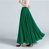 720度双层大摆裙垂感雪纺半身裙纱裙跳舞长裙广场舞a字新疆舞裙子