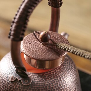 风谷山房手工紫铜壶叉复古防烫编织麻绳铁壶铜壶盖叉功夫茶具配件