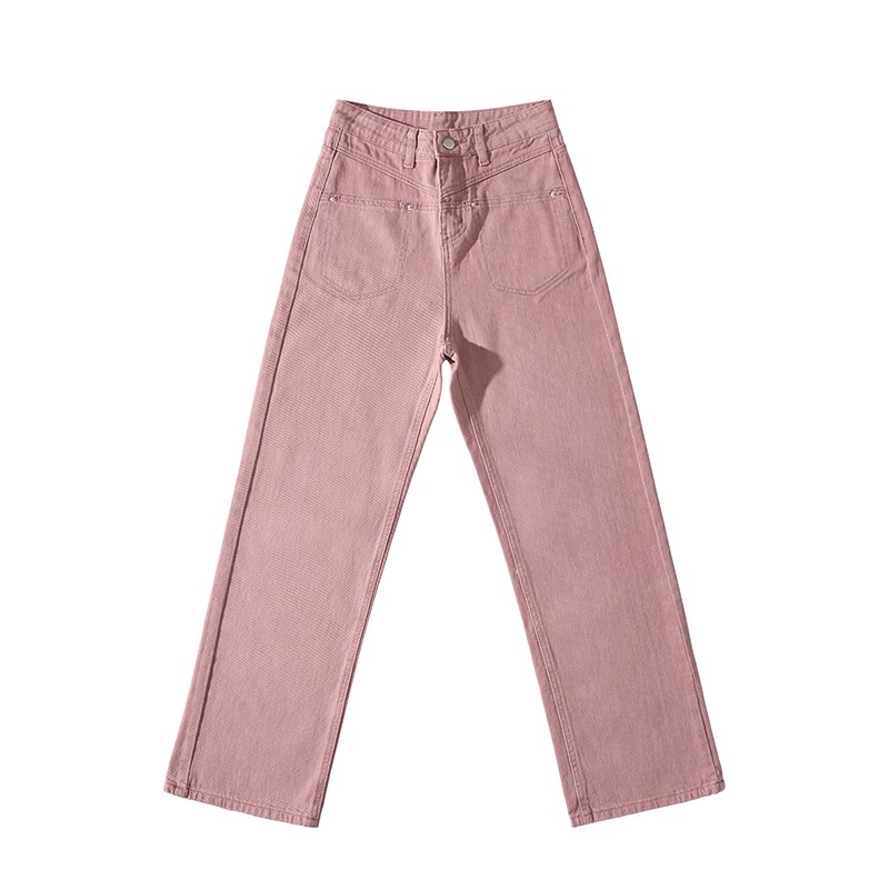 美式脏粉牛仔裤女春秋2024新版高瘦设计感宽松显瘦微拖地阔腿裤子