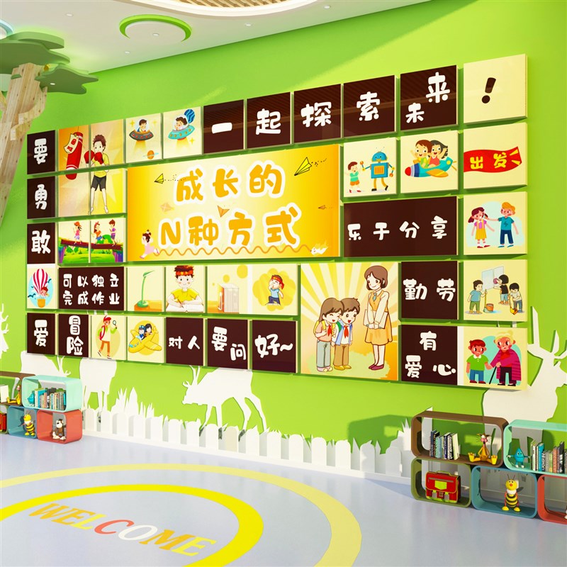 幼儿园墙面装饰环创主题成品材料文化形象楼梯画室美术教室布置贴