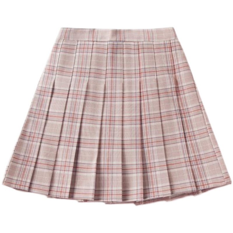 松紧腰格子百褶裙夏大码胖mm高腰a字裙显瘦半身裙学院风jk短裙子