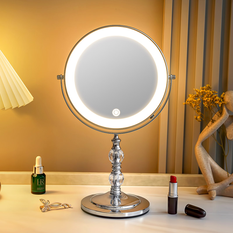 双面高清化妆镜led带灯美妆补光镜高级感台式补妆神器梳妆台镜子