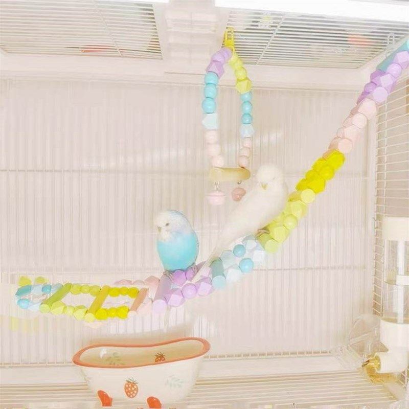 鹦鹉啃咬玩具攀爬云梯彩色秋千吊环鸟笼装饰梯子站杆鹦鹉鸟类玩具