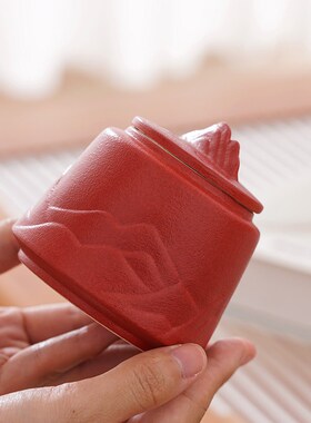 恒列陶瓷茶叶罐小号红色密封储物罐醒叶蜜枣罐糖罐送新人陪嫁礼品