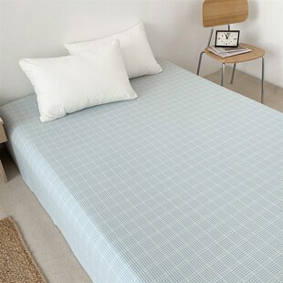 莫忘 夏日蓝简约格子全棉小粗布床单床笠清新蓝白格宿舍床可定制