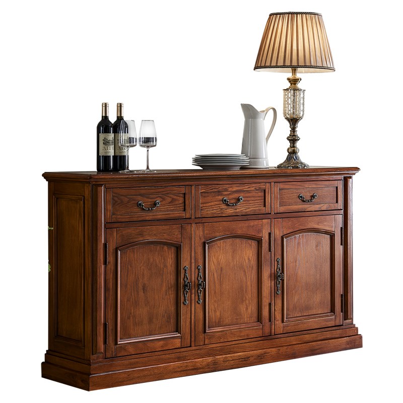 美式餐边柜实木酒柜客厅柜子靠墙歺边储物柜窄柜厨房置物柜茶水柜