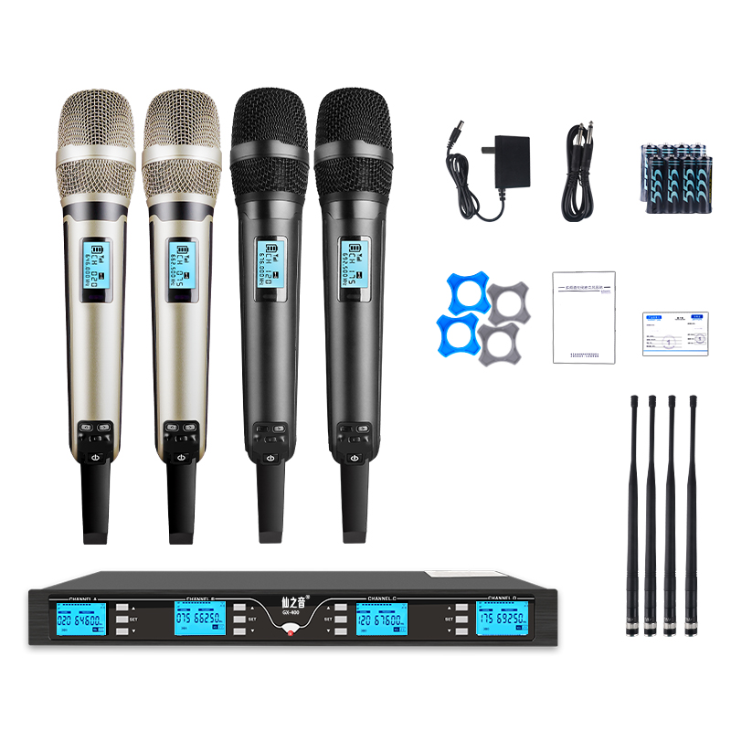 专业一拖四无线麦克风舞台演出ktv婚庆会议演讲头戴鹅颈领夹话筒