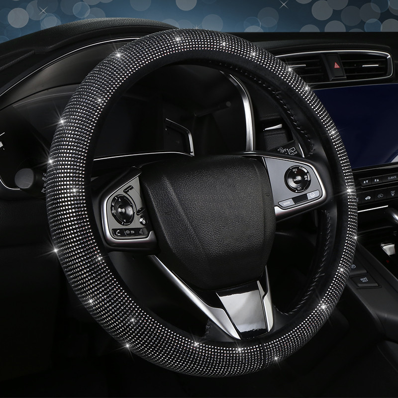 满钻方向盘套四季通用镶钻汽车把套时尚网红女防滑爆闪方向盘把套