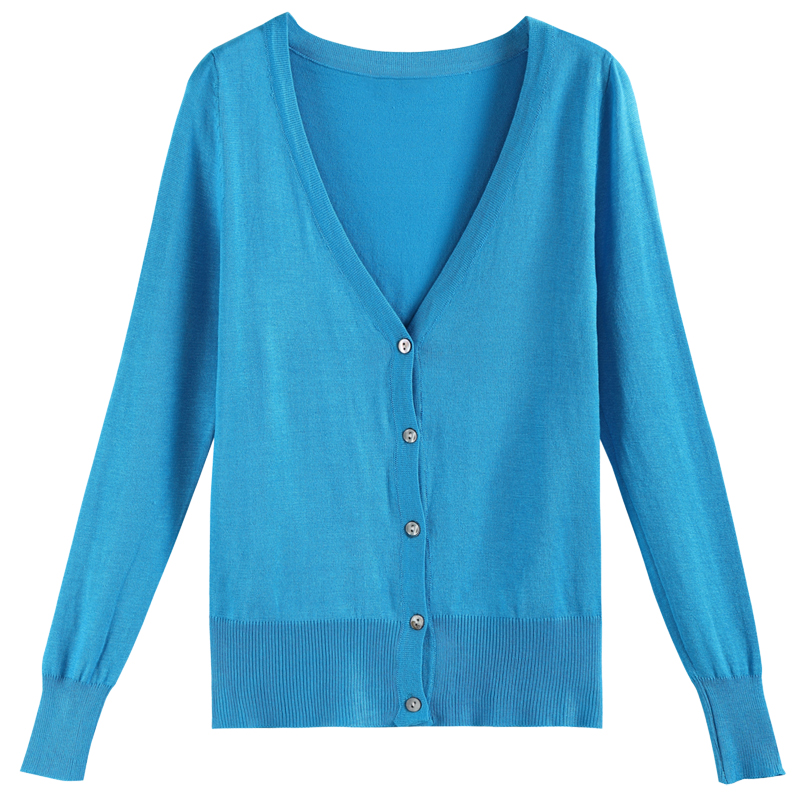 海边度假春夏V领长袖针织衫开衫女装空调防晒衫披肩毛衣外套上衣