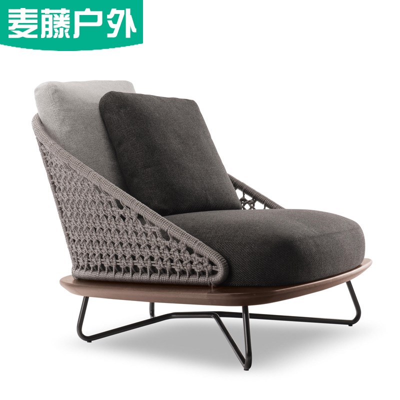 北欧户外沙发藤椅创意软装藤艺沙发茶几设计师室外庭院实木藤沙发