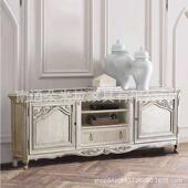美式 1445乡实木白色雕花古做复旧电视柜轻奢存客村厅视听柜储 912