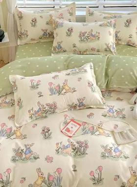 E4C套1O%纯O加四厚亲肤棉件套床单双人床上用品卡通被单人RiaYpnh