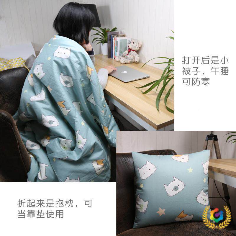 ?折叠被子抱枕两午睡二合多功能一汽车办全Fh(d$p&a纯棉午休车载